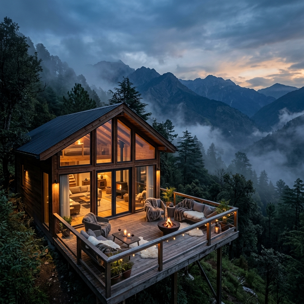Luxury mountain cottage and hillside development in Uttarakhand